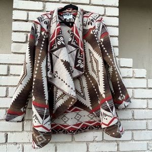 Vintage Silverado Aztec Boho Southwest Wrap Coat - Size Large